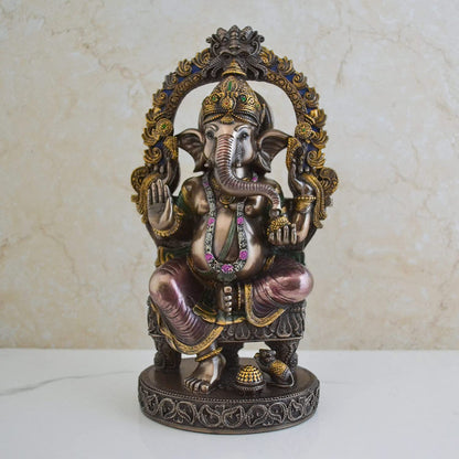 Ganesha Sitting on Throne Resin Statue