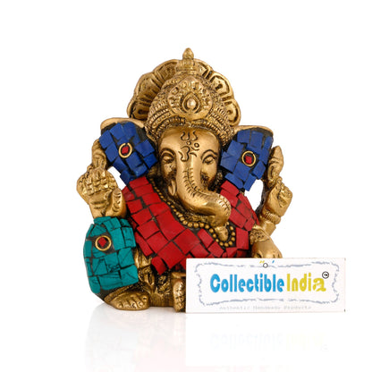 Decorative Long Ear Brass Ganesha Idol, GTS194