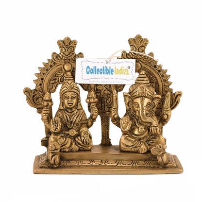Brass Laxmi Ganesha Idol Murti Statue 