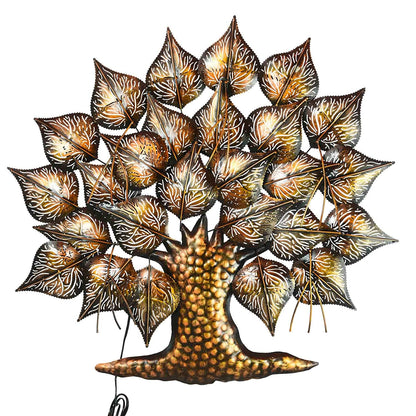 Metal Betel Leaf Tree With LED Light Mounted Wall Hanging Showpiece 