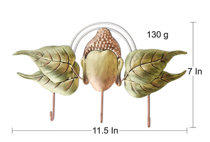 Buddha Head with Tree Leaves Key Holder Wall Hanging