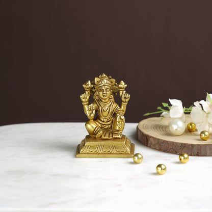 Goddess Lakshmi Sitting Posture Brass Idol