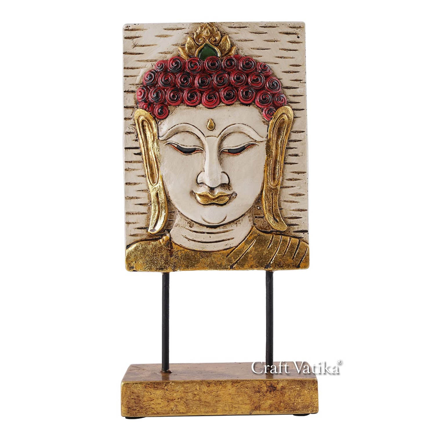 Polyresin buddha face showpiece with Hand Painted Details