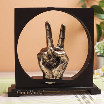 Victory Sign Hand Gesture of Polyresin Showpiece