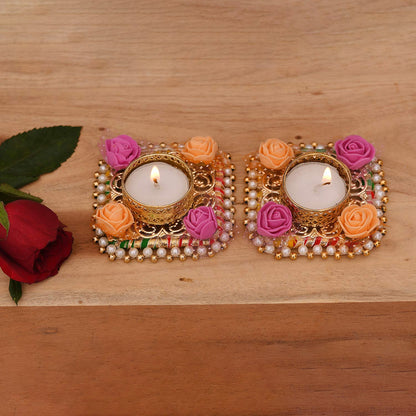 Flower Design Tealight Candle Holder (Set of 2)
