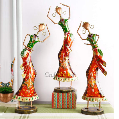 Metal Dancing Women Decorative Showpiece (Set Of 3)