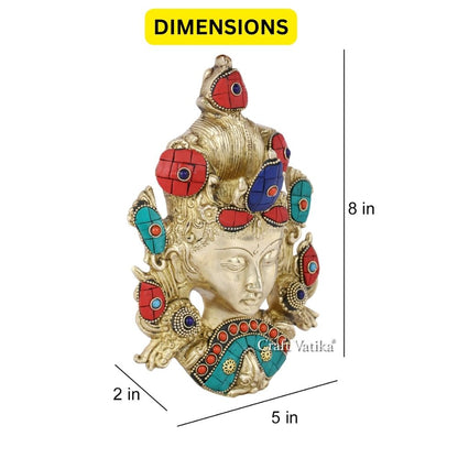 Tibetan Buddhist Tara Buddha Face Mask Brass Wall Hanging Btw102