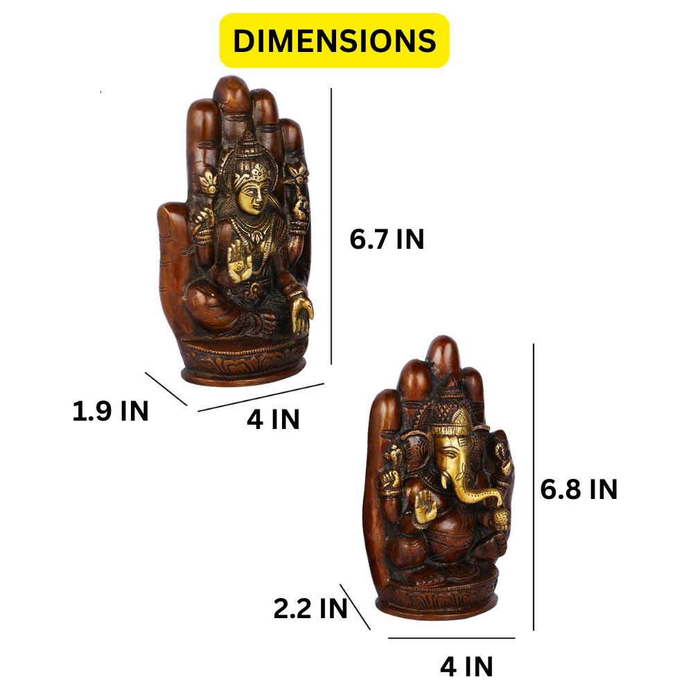 Pair Of Goddess Lakshmi & Ganesha Brass Statue Lgbs131