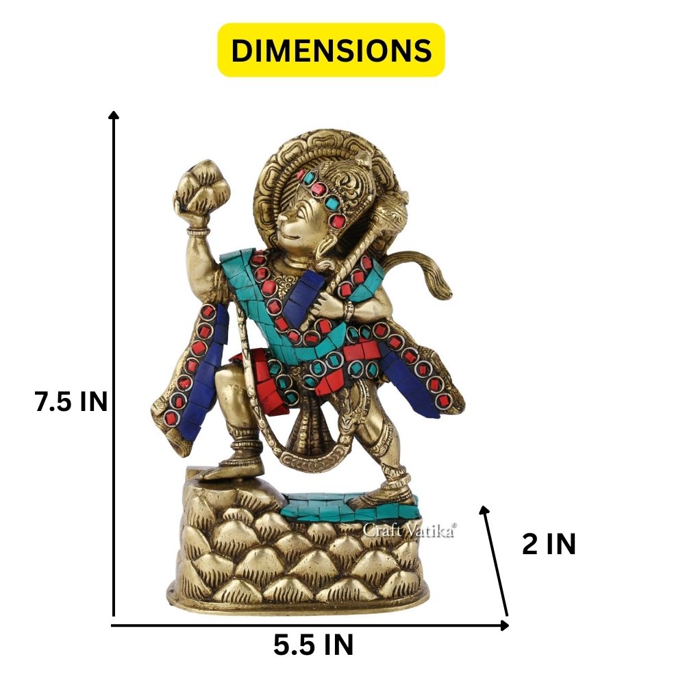 Handcrafted Hanuman Lifted Sanjeevani Mountain Idol Sculptures Showpiece Hts112