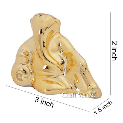 Gold Platted Ganesha in Lying Sculpture Resin Figurine