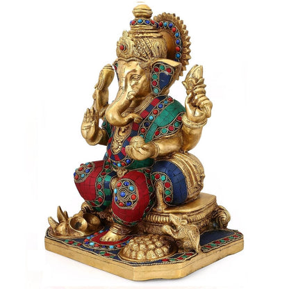 Large Lord Ganesh Idol Handcarved Colorful Statue