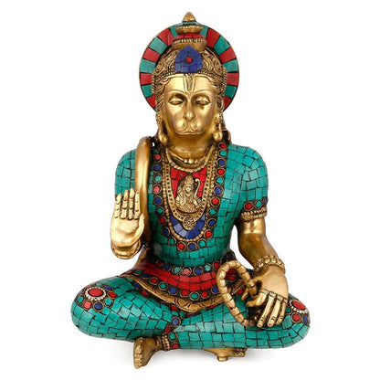 Lord Hanuman Idol in Blessing Posture with Gada Decorative Statue