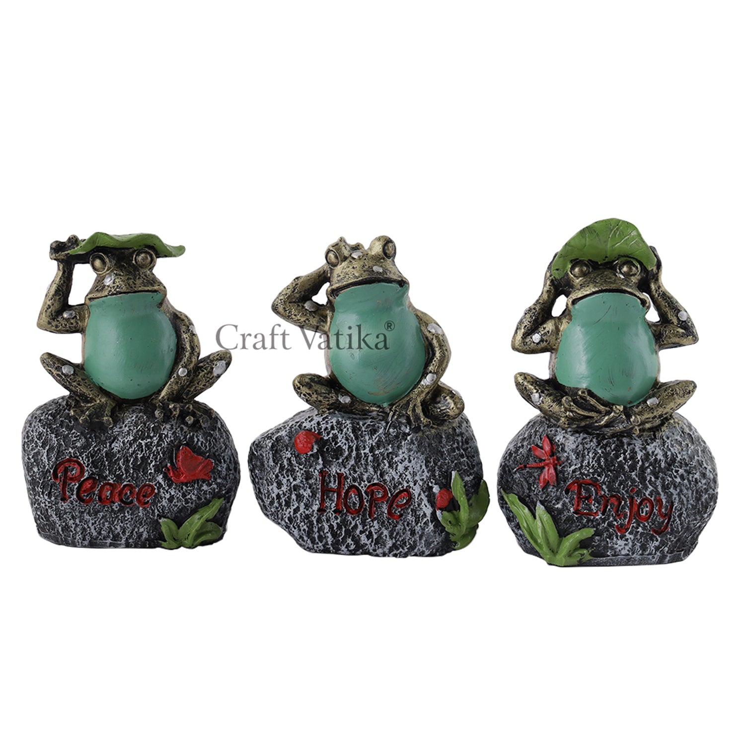 Resin Frog Showpiece For Home Decor ( Set of 3)