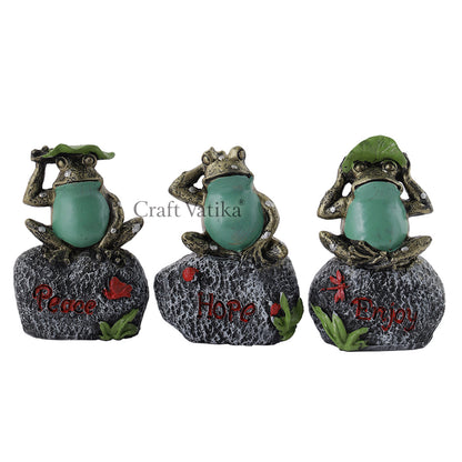 Resin Frog Showpiece For Home Decor ( Set of 3)