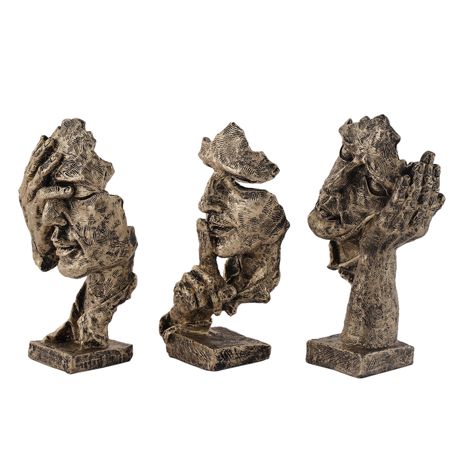 Human Face Decorative Resin Showpiece (Set of 3) 
