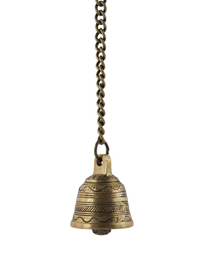 Brass Temple Hanging Bell with Chains and Hook