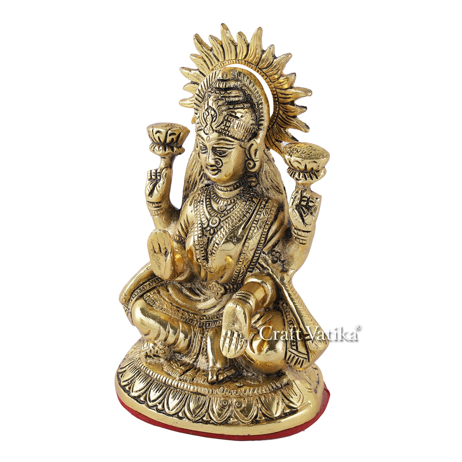 Gold Plated Goddess Lakshmi Sitting Posture Murti Showpiece
