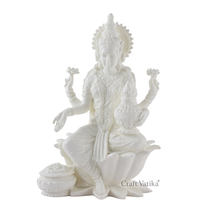 White Marble Dust Goddess Laxmi Idol Decorative Showpiece
