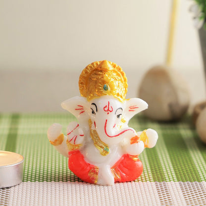 Ceramic Ganesh Idol Murti, 2.5 x 2.5 x 1.5 Inches