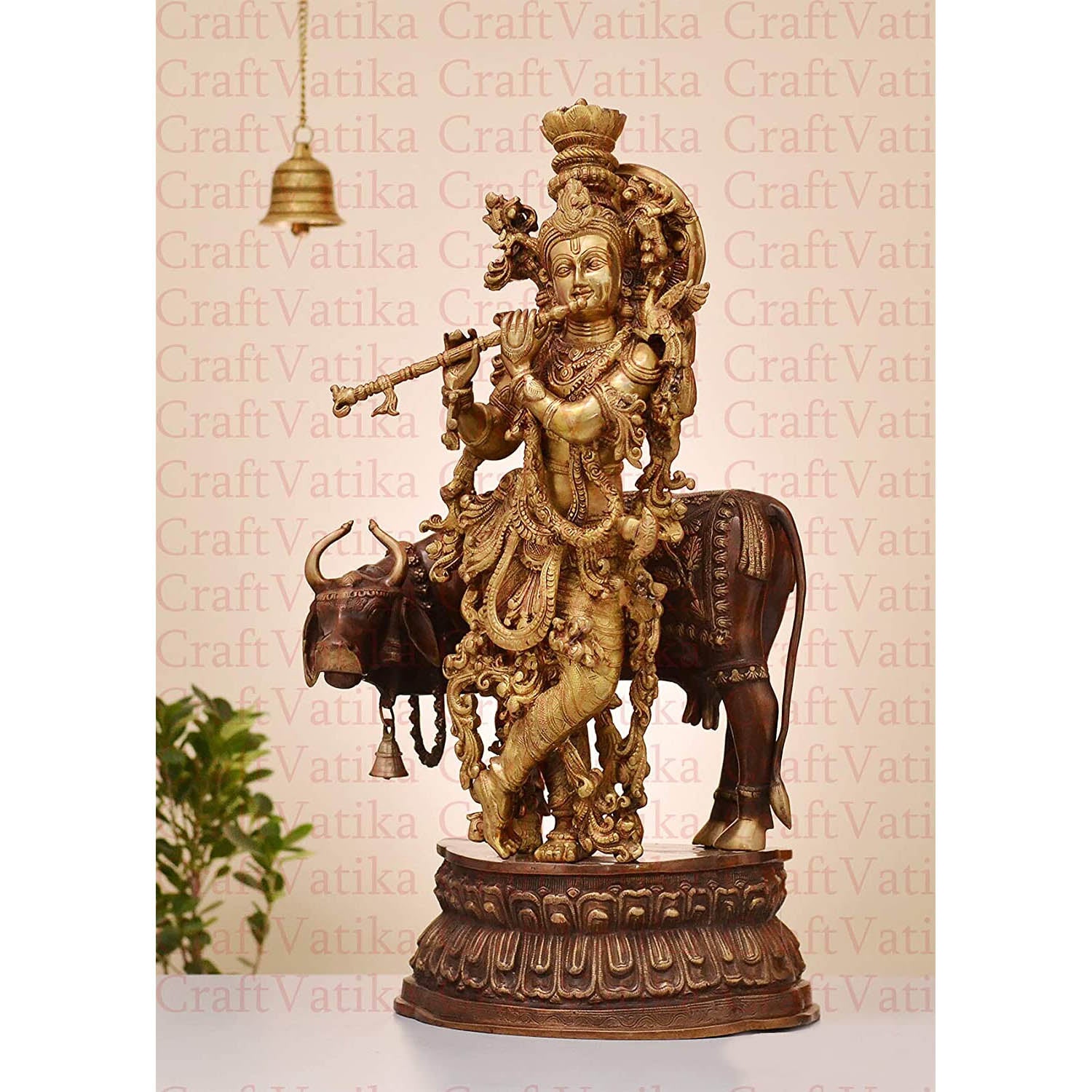 Lord Krishna Playing Flute Standing Sculpture Decorative Statue Kbs155