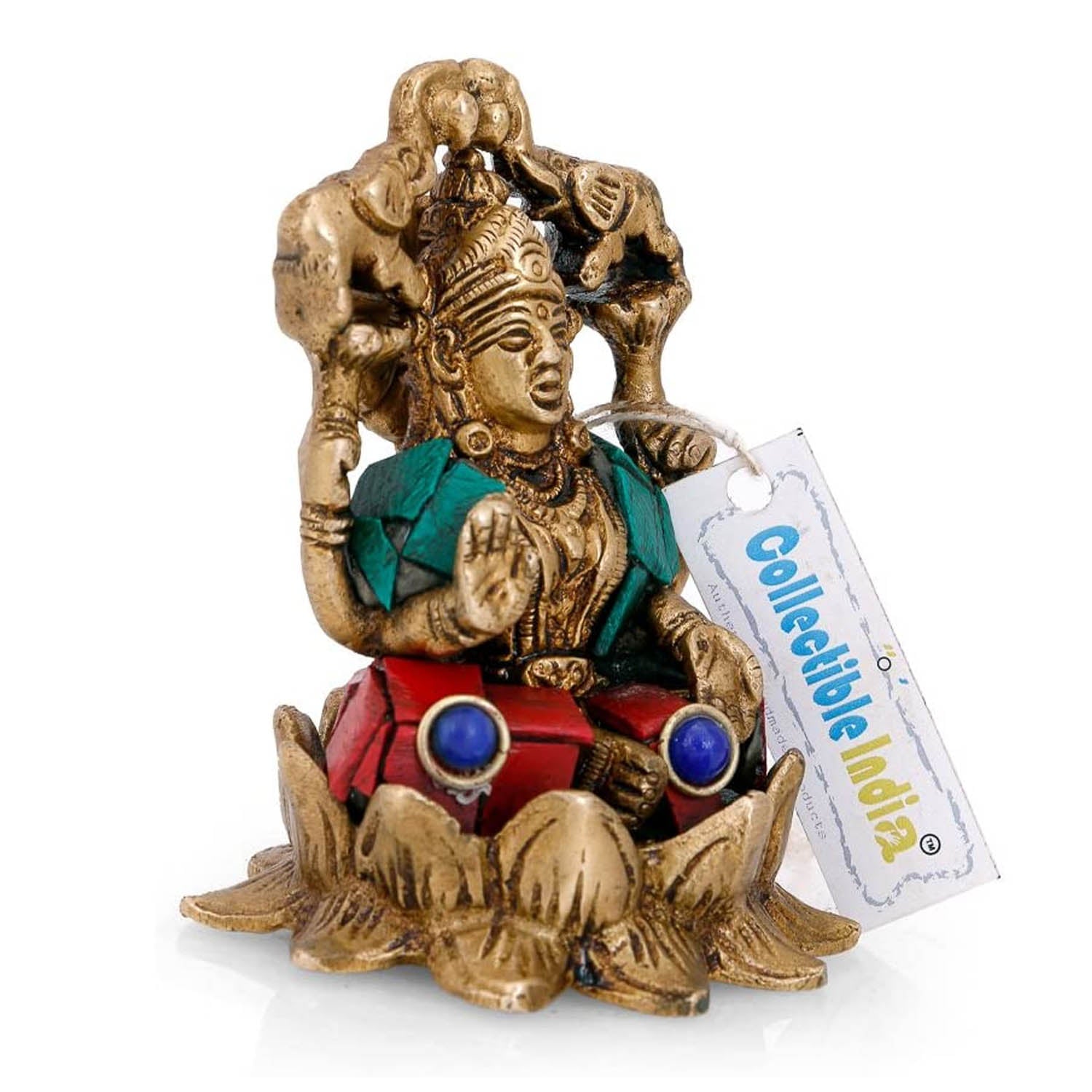 Handmade Lakshmi Idol Sitting on Lotus Decorative Showpiece