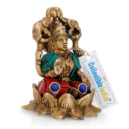 Handmade Lakshmi Idol Sitting on Lotus Decorative Showpiece
