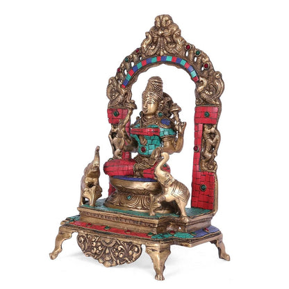 Goddess Laxmi JI Statue sitting on Singhasan Sculpture Figurine