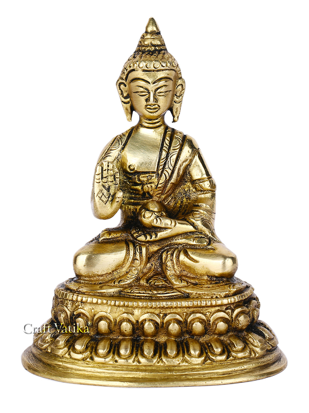 Blessing Lord Buddha Brass Idol With Scared Kalash Bbs249
