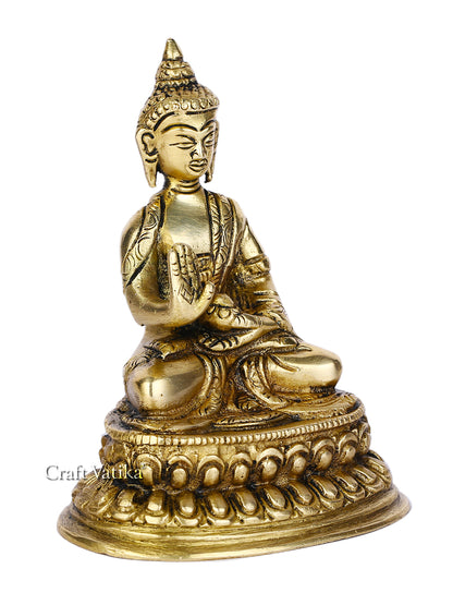 Blessing Lord Buddha Brass Idol With Scared Kalash Bbs249