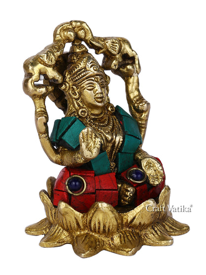 Handmade Lakshmi Idol Sitting On Lotus Decorative Showpiece Lts114