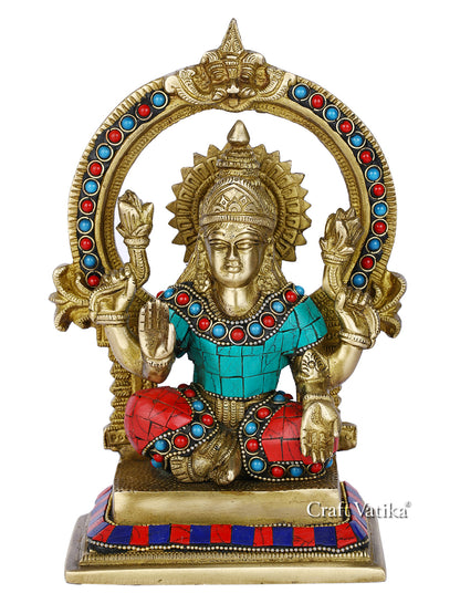 Laxmi Statue With Turquoise Inlay Blessing Shrine Figurine Lts116