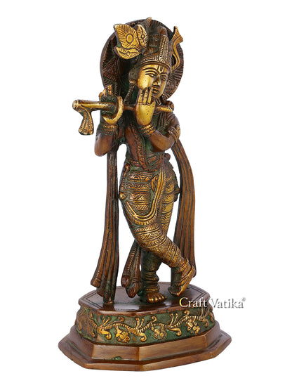 Brass Large Krishna Flute Playing Kbs133