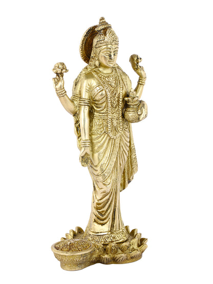 Goddess Lakshmi Standing Posture Brass Idol Lbs121