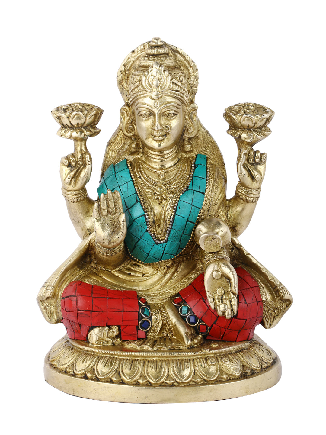 Goddess Lakshmi Ji Idol Sitting On Beautiful Pedestal Statue Lts123