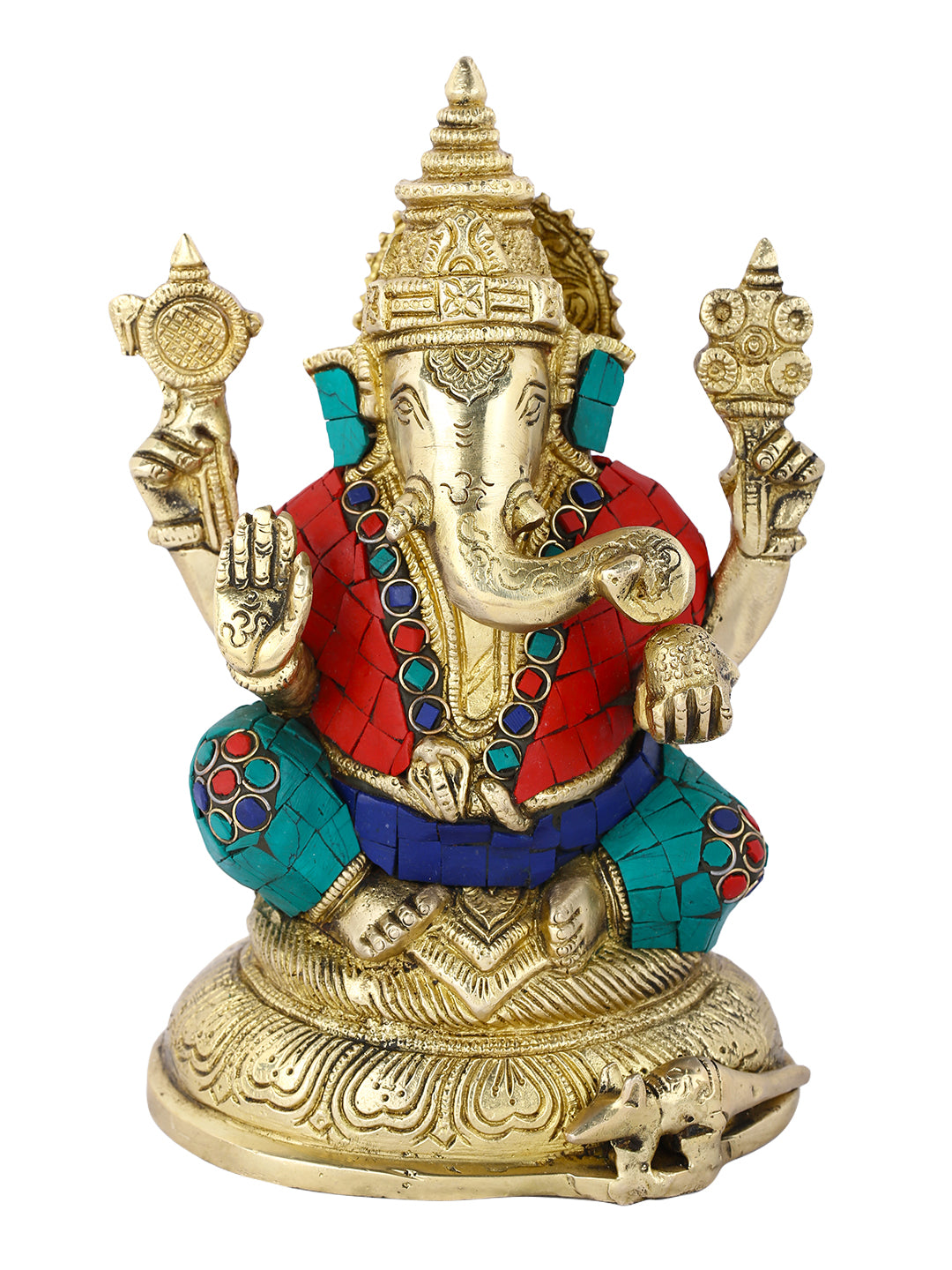 Ganpati Brass Idol With Round Base Decorative Showpiece Gts252