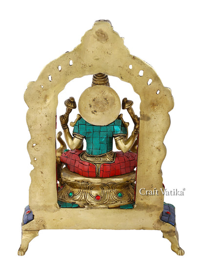 Goddess Laxmi Ji Statue Sitting On Singhasan Sculpture Figurine Lts124