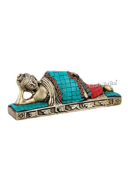 Sleeping Lord Buddha Brass Idol Statue Bts167