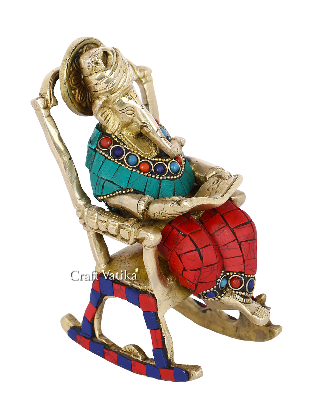Ganesh Idol Sitting On Chair And Reading Ramayana Showpiece Gts190
