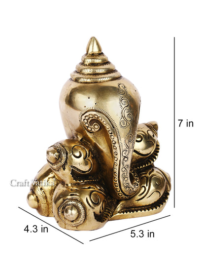 Brass Golden Conch Shaped Ganesh Idol Murti Gbs204