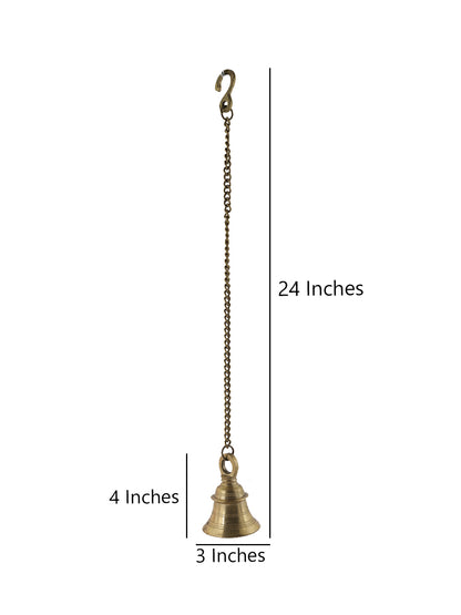 Golden Brass Hanging Bell Ghanti for Temple