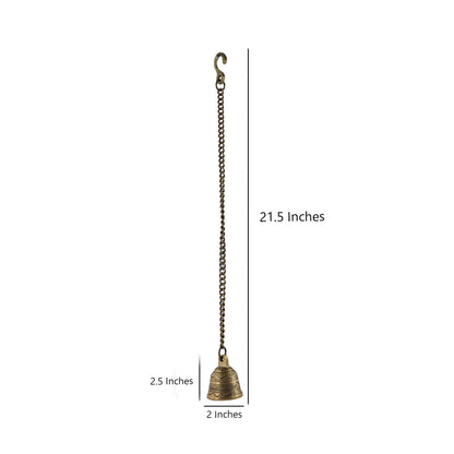 Brass Temple Hanging Bell with Chains and Hook