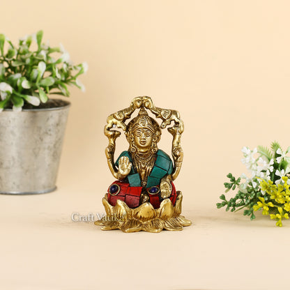 Handmade Lakshmi Idol Sitting On Lotus Decorative Showpiece Lts114