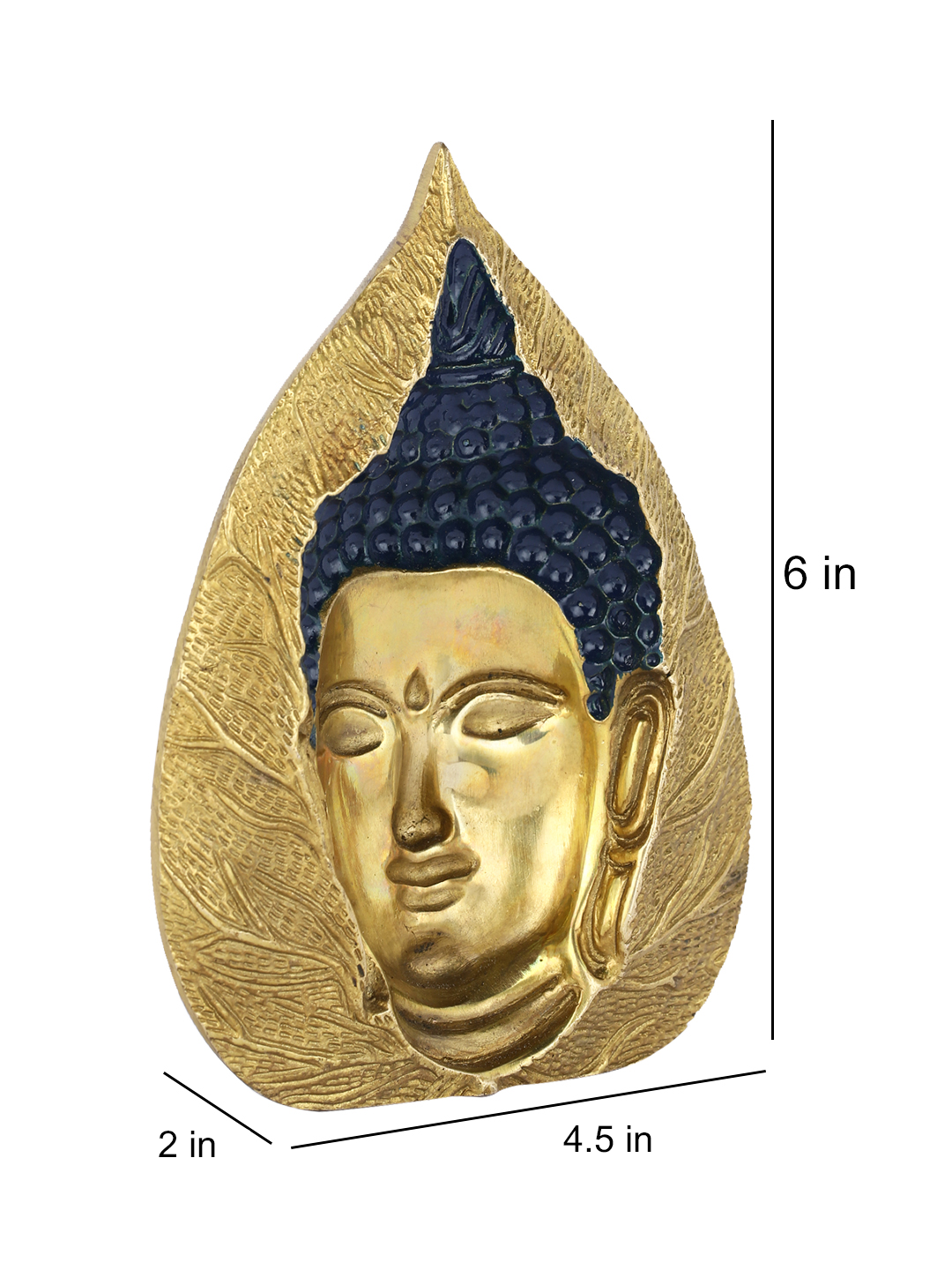 Brass 3D Buddha Face On Leaf Idol Showpiece Bbs258