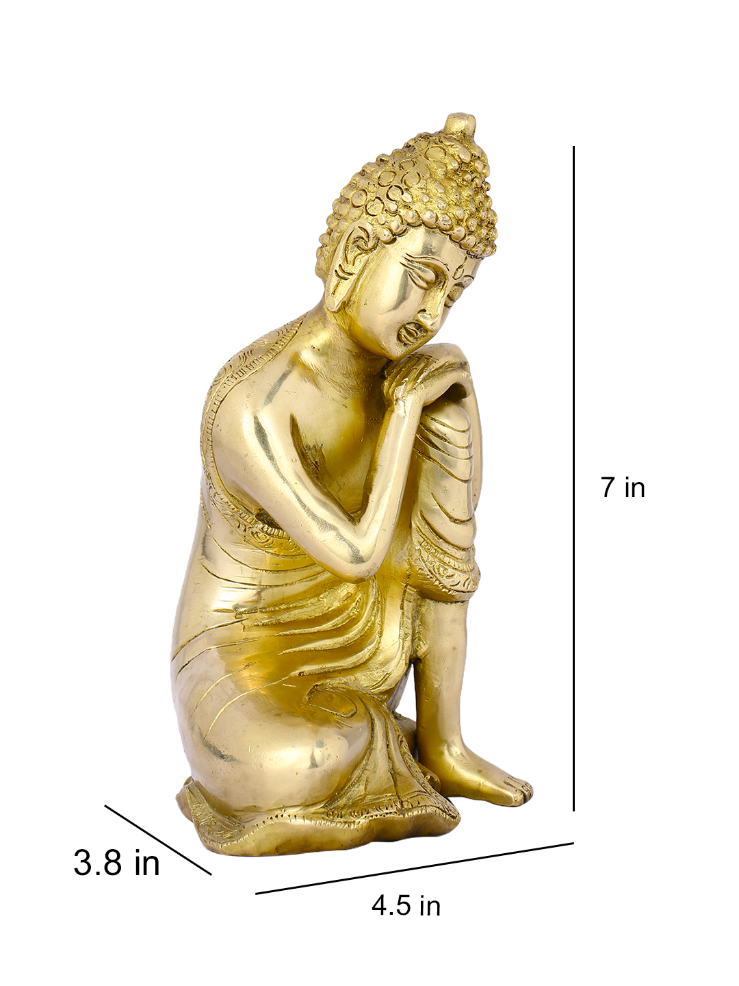 Brass Thinking Buddha Idol Showpiece