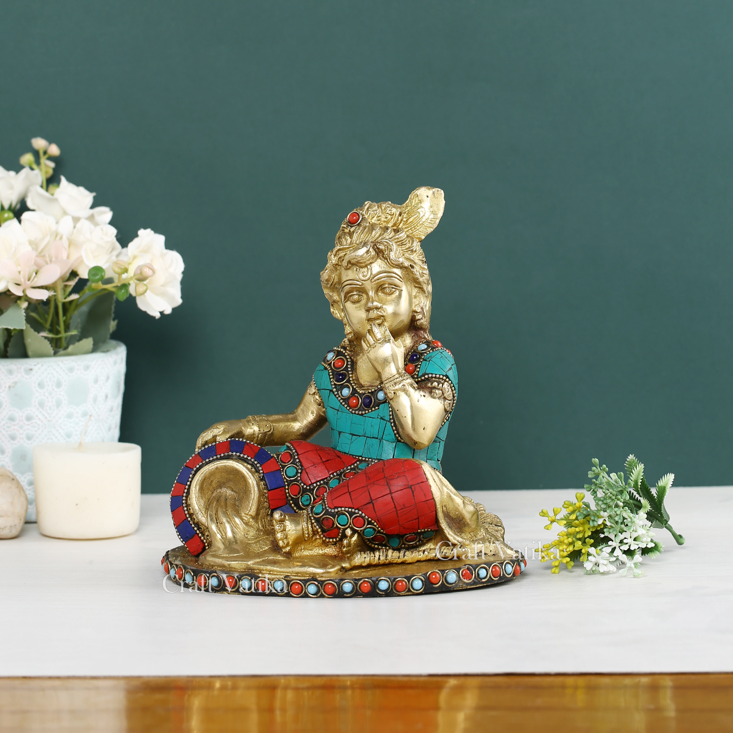 Baby Krishna Brass Idol Butter Thief Krishna Statue