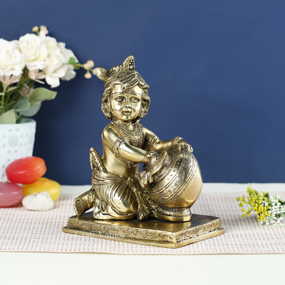Makhan Chor Krishna Brass Idol Kbs135