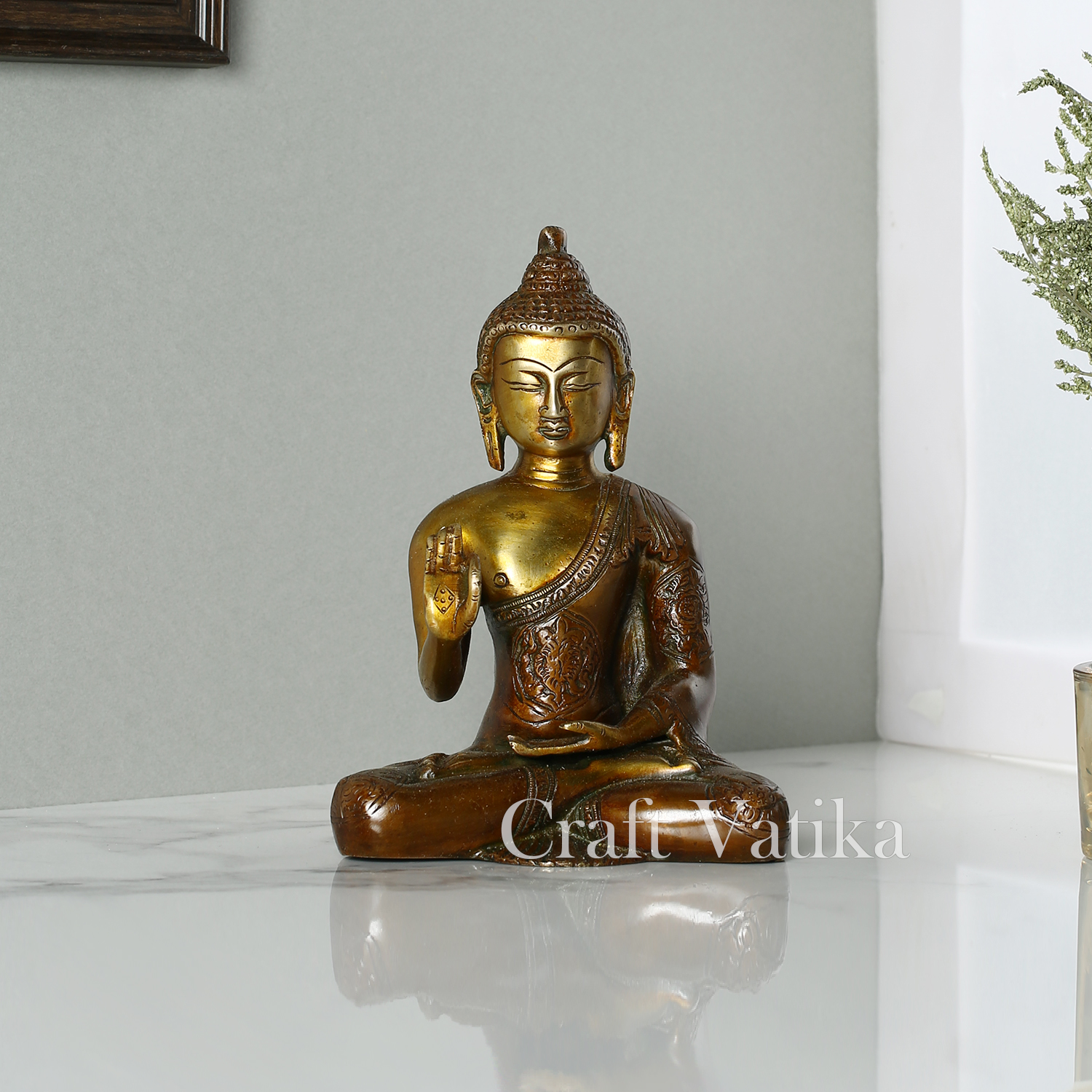 Brass Ashtamangala Buddha Idol Showpiece Statue Bbs298