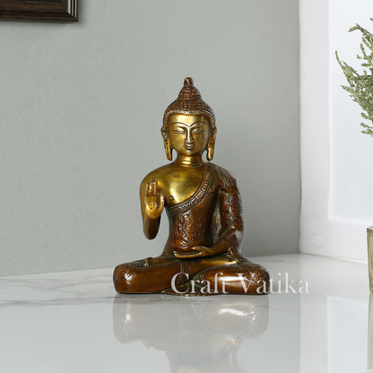Brass Ashtamangala Buddha Idol Showpiece Statue Bbs298